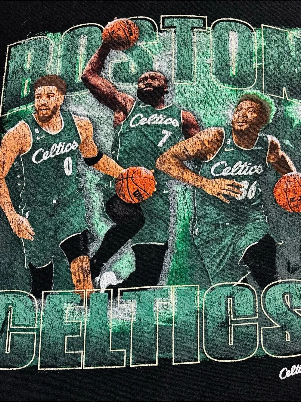 Boston Celtics Graphic Tee Black/Green Mens Size Large